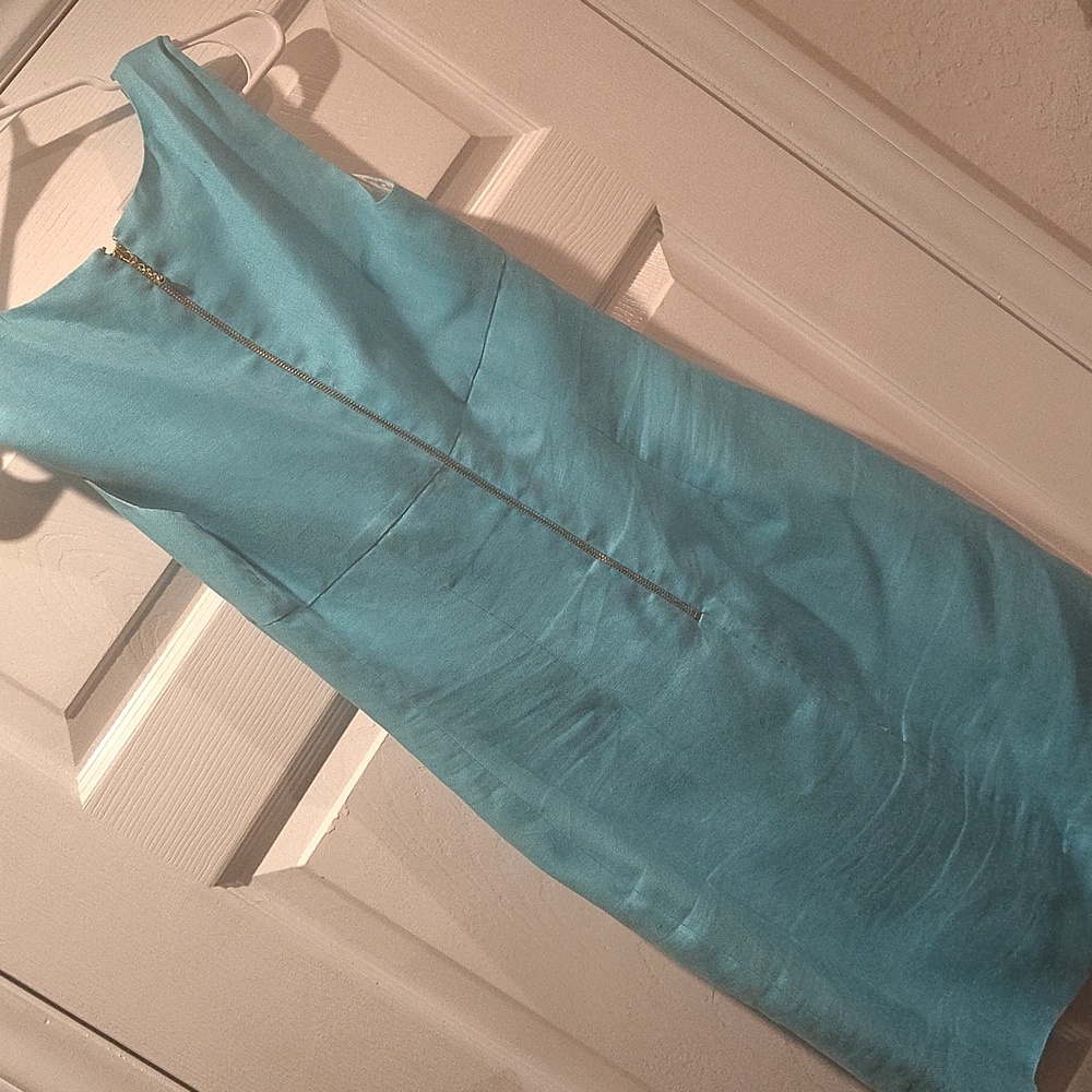 Kate Spade Viola Turquoise Linen Bow Shift Dress.  SZ 2 - Picture 10 of 11